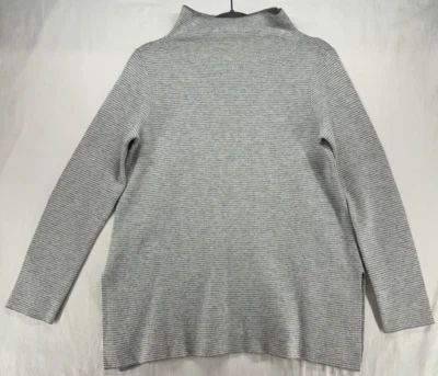 Suéter Top Eileen Fisher Mezcla Cachemira Gris Blanco Tira Cuello Simulado Talla PP 2/4P Foto 1 de 4
