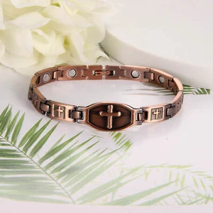 Juego de anillos pulsera magnética cruz cobre puro mujer equilibrio energía poder calma alegría - Imagen 1 de 12