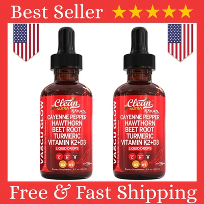 Paquete de 2 gotas líquidas de vitamina K2+D3 de raíz de remolacha espino pimienta de cayena 60 ml Foto 1 de 4