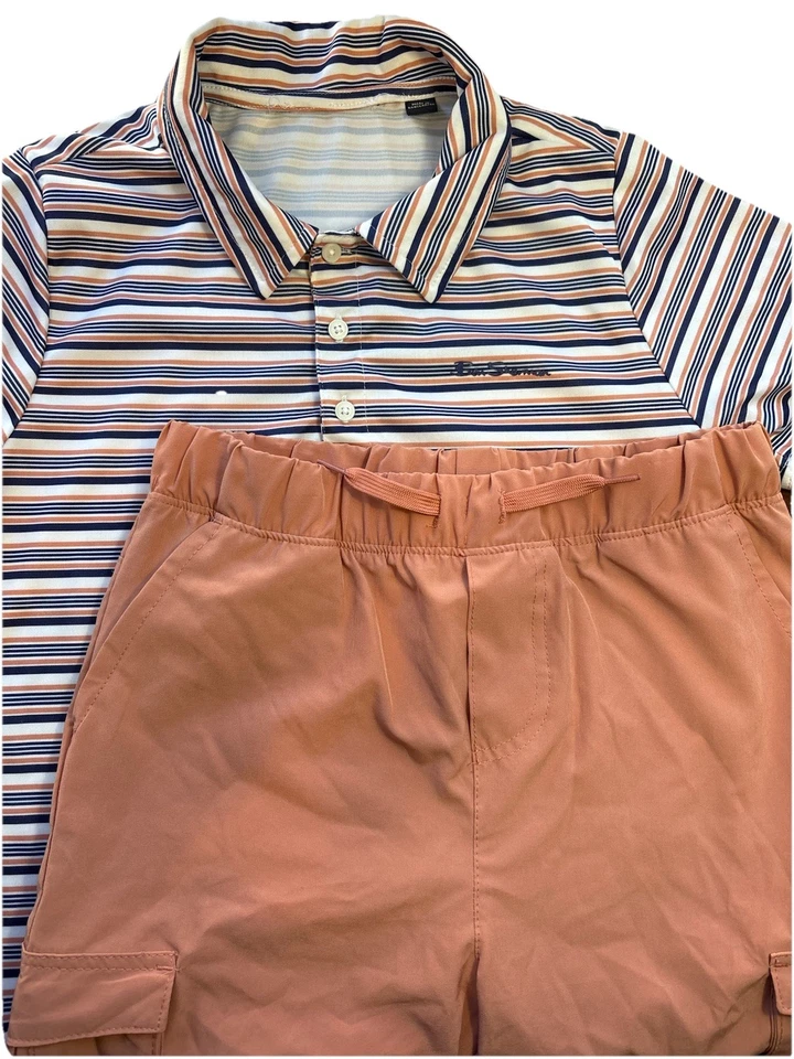 Ben Sherman мальчиков с воротником рубашка-поло и шорты комплект размер 10/12 темно-синий розовый - Изображение 1 из 4