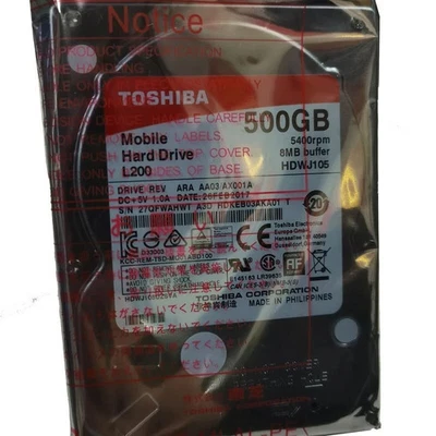 Original Toshiba 500GB L200 HDWJ105 2.5" Laptop Mobile HDD Hard Disk Drive - Image 1 of 3