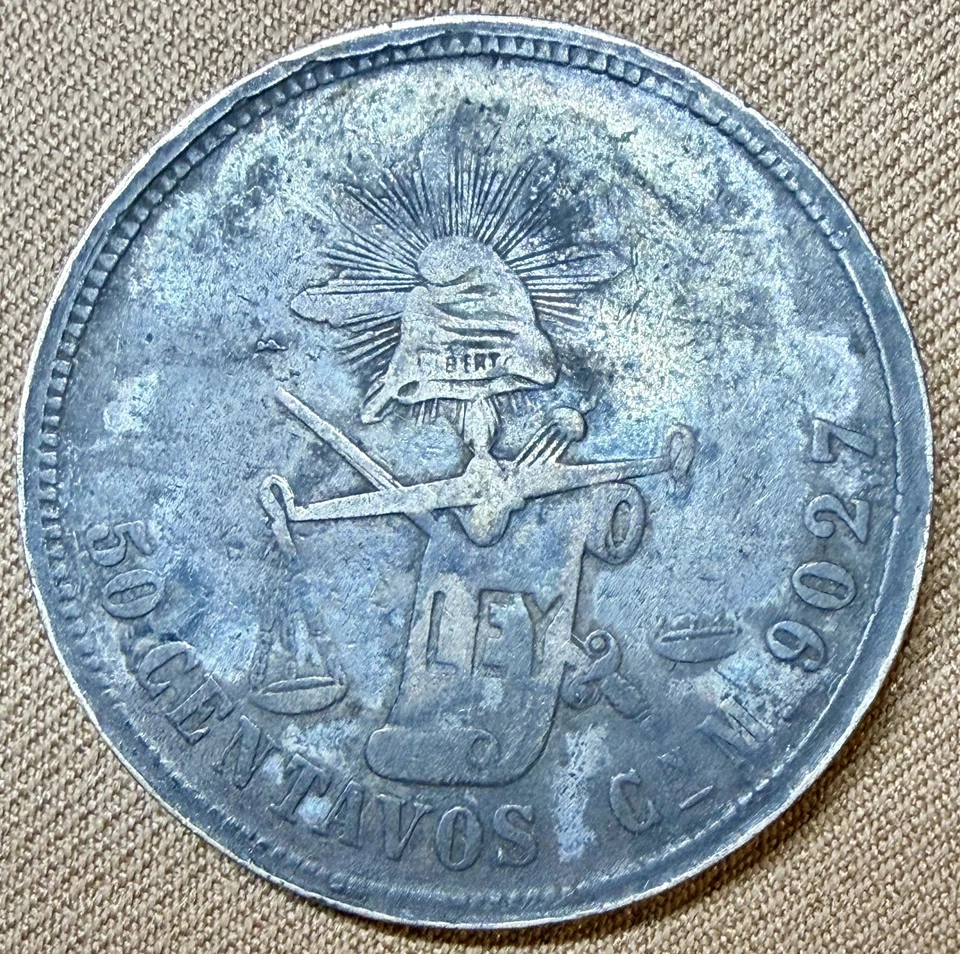 1887 Cn MEXICO, SECOND REPUBLIC 50 CENTAVOS - VERY NICE CULIACAN EXAMPLE! - Image 1 of 4