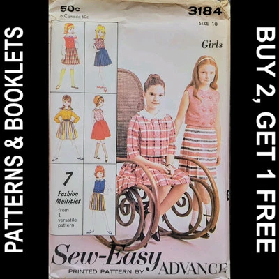 Vintage Advance Girls' Blouse, Skirt & Jacket Pattern #3184 Size 10 UNCUT - Image 1 of 4