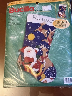 Bucilla And To All a Goodnight Felt Christmas Stocking Kit #84253 - Image 1 of 2