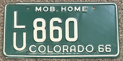 Colorado Mobile Home Expired License Plate tag 1966 used LU 860 - Image 1 of 2