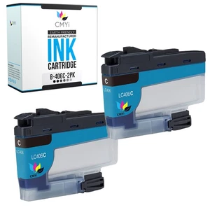 Paquete de 2 cartuchos de tinta cian compatible Brother LC406 para J4335DW, J4340DW, J4345DW - Imagen 1 de 7