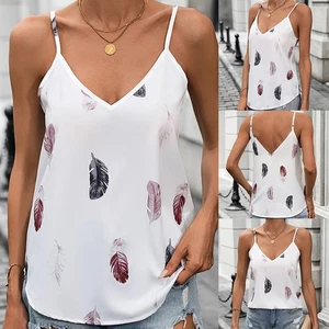 Breathable Spring Summer Halter Vest Top for Women with Feather Design - Picture 1 of 54