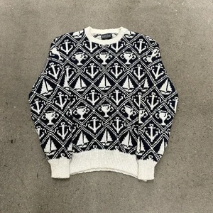 Vintage Lands End Sweater Men’s Medium Heavy Knit Pullover Casual Cotton - Picture 1 of 5