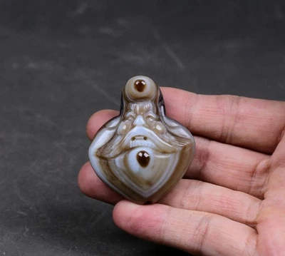 Amuleto colgante collar de cuentas de la suerte ágata nepalí del Himalaya del Himalaya del Tíbet Foto 1 de 4