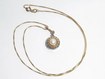 GEROCHRISTO STERLING SILVER & 18K GOLD GOLD PEARL PENDANT WITH NECKLACE. 6mm P. - Image 1 of 4