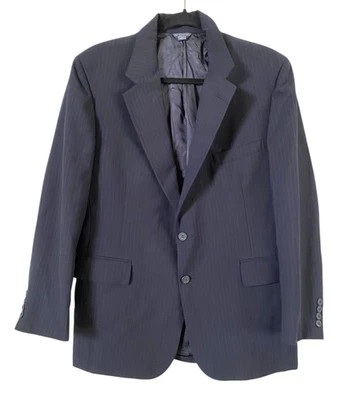 Cricketeer Mens Navy Blue Pinstriped Blazer Sport Coat Two Button Suit Jacket 42 - Image 1 of 4