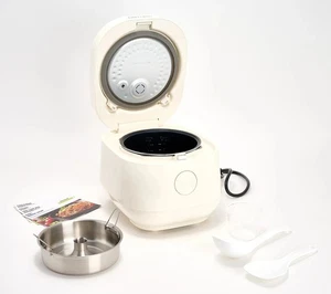 GreenPan 8 Cup Ceramic Fuzzy Logic Carb Reducing Rice Cooker Cream New - Picture 1 of 7