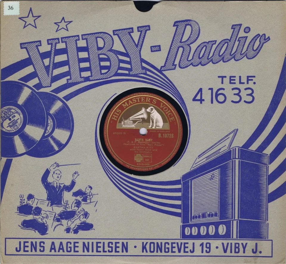 EARTHA KITT Santa Baby b/w Let's Do It UK 1954 shellac HMV 10" shellac 78rpm - Image 1 of 3