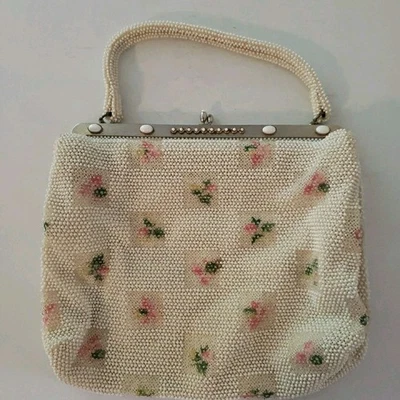 Lumured Corde 复古娇小串珠粉红色玫瑰钱包金属扣闭合 — 第 1/4 张图片