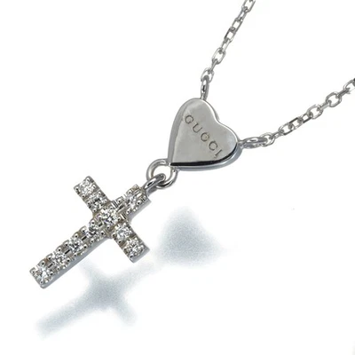 Auténtico Collar GUCCI Diamante Cruz Corazón Oro Blanco 18K 750 Foto 1 de 4