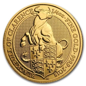 2018 Great Britain 1/4 oz Gold Queen's Beasts The Bull - Picture 1 of 2