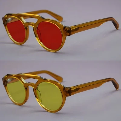 Gafas de sol de acetato montura naranja gafas de lectura redondas retro de borde completo Foto 1 de 4