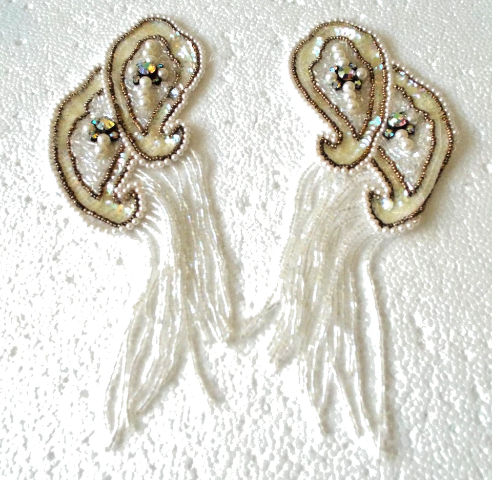 ***APLIQUES DE PERLAS DE CRISTAL CON CUENTAS DE COLECCIÓN (2) ¡Flecos con cuentas!! Foto 1 de 4