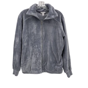 ATHLETA Women's Sz MT Tall Recover Cozy Karma Full-Zip Velour Jacket Bluish Gray - Picture 1 of 6