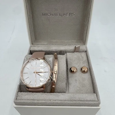 Michael Kors Pyper Tono Oro Rosa Reloj y Joyería Conjunto de Regalo Pendientes Pulsera Foto 1 de 4
