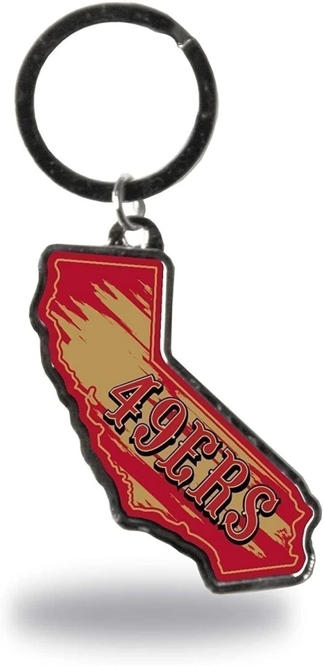 San Francisco 49ers Premium Metal Keychain, State Shaped, Team Color - Image 1 of 1