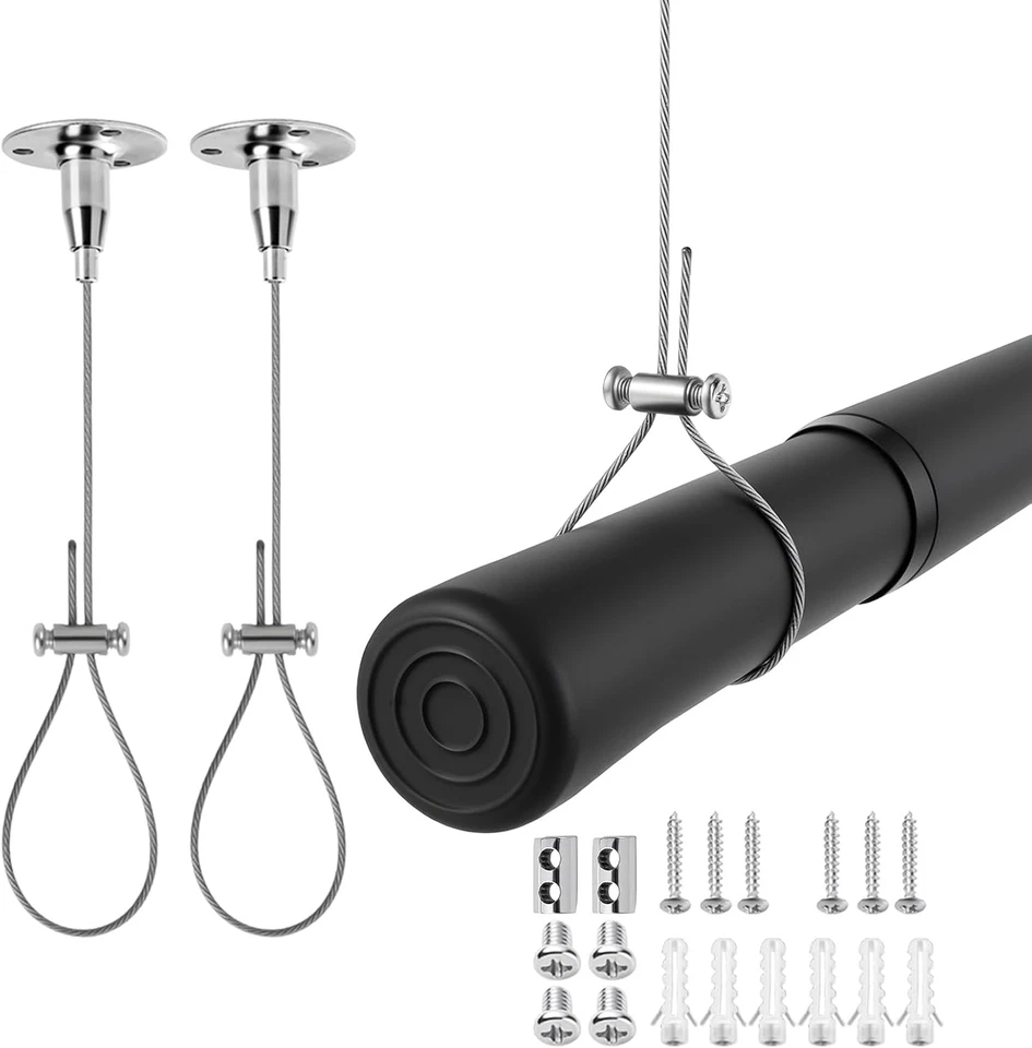 Paquete de 2 soportes de varilla de armario de techo de alta resistencia, 59" montados en techo ajustables... Foto 1 de 4