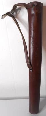Archery Quiver Brown Leather Arrow Holder 16 3/4” Tall 2" Round READ CONDITION - Image 1 of 4