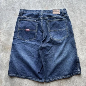VTG US POLO ASSN Denim Jean Shorts Men's 36 Dark Wash Grunge Skater Y2K Baggy - Picture 1 of 5