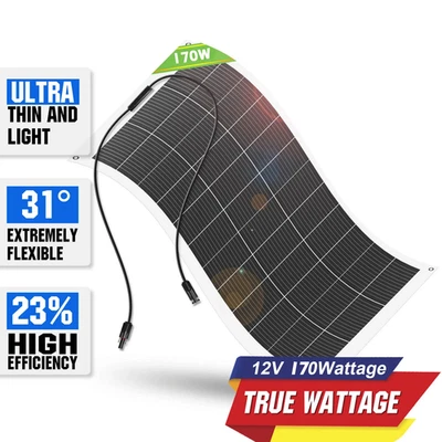 GOOWAY 170W Flexibel Solarmodul Solarpanel Monokristallin für Wohnmobil Balkonkraftwerk