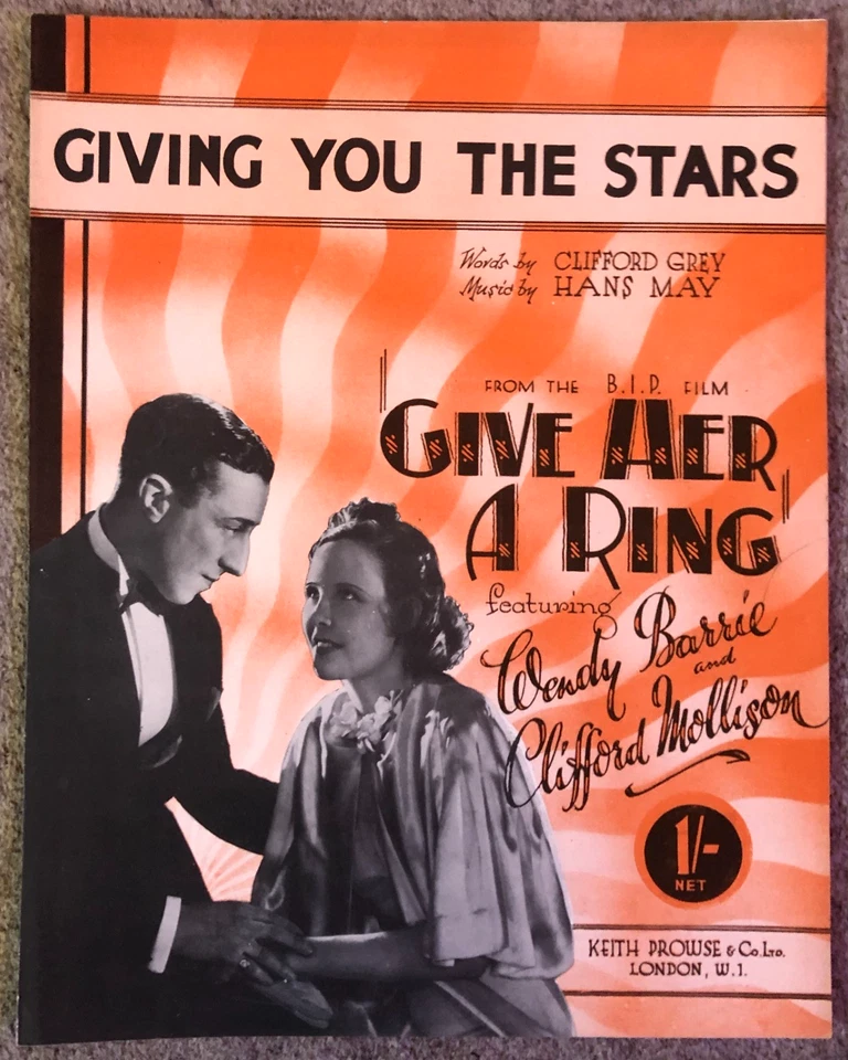 GIVING YOU THE STARS - Wendy Barrie 1934 UK movie sheet music - Give Her A Ring - image 1 of 1