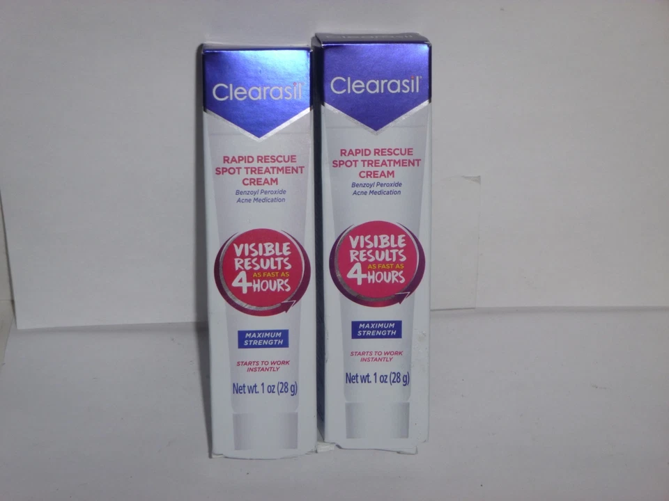 (2 pack)  Clearasil Acne Spot Treatment Cream Rapid Rescue Max Strength  1oz eac - Image 1 of 1