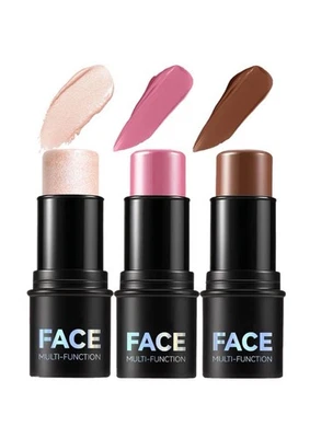 KAIMIRUI 3 Color Cream Contour Kit, Highlighter, Blush, Bronzer, Waterproof, Matte (SET-B