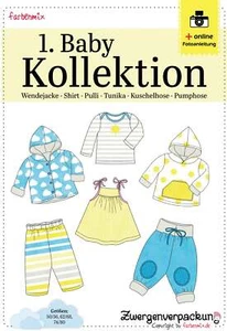 Schnittmuster Babykollektion Zwergenverpackung (Hose, Shirt, Hängerchen, Jacke) - Bild 1 von 1