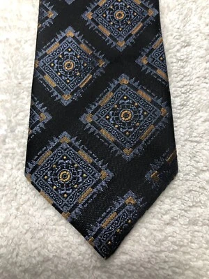 CORBATA WEMBLEY NIÑO HOMBRE NEGRA CON AZUL Y DORADO 2,5 X 54 Foto 1 de 4