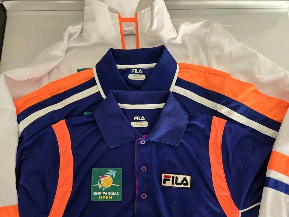 FILA Unisex BNP Paribas Open Full Zip White Tennis Windbreaker + 2 Polos Shirts - Imagem 1 de 4
