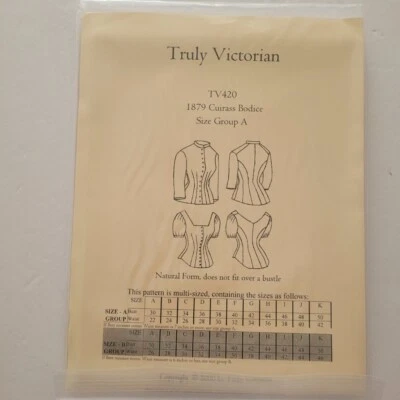 1879 Cuirass Bodice Pattern Truly Victorian TV20 Size Group A - Image 1 of 3