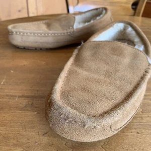 Mens Dream Pairs Tan Suede Moccasins Sheep Lined Slippers Size 10M - Picture 1 of 10
