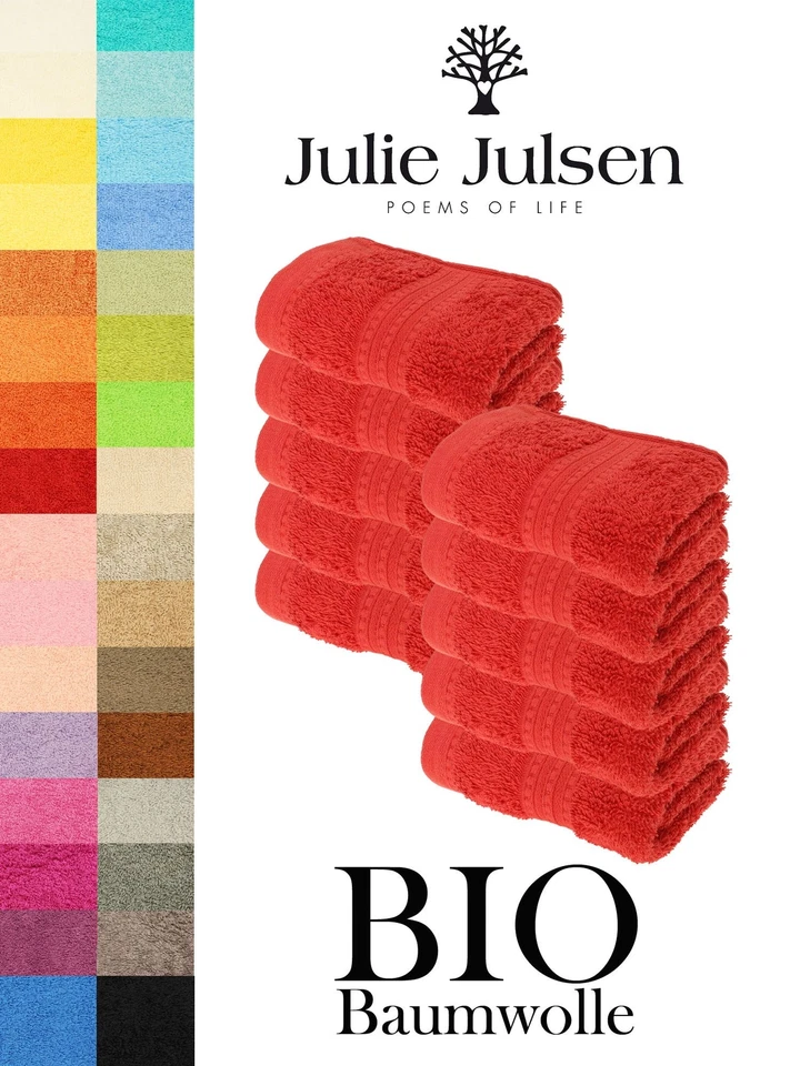 Julie Julsen BIO Gästetuch 10er Set 30 x 50 cm 32 Farben flauschig 550g/m² - Bild 1 von 1