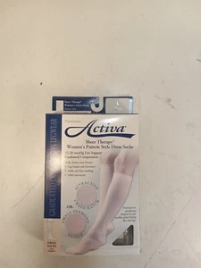 Activa Sheer Therapy Women's Pattern Style Dress Socks, Tan, 15-20 MMHG - Picture 1 of 21