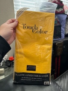 Touch of Color Plastic-Lined School Bus Yellow Table Cover 54x108"  3-Ply New! - Picture 1 of 2