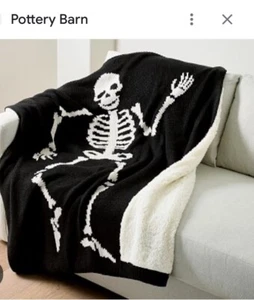 New Pottery Barn Skeleton Fair Isle Knit Throw 50 X 60 Inches - Picture 1 of 5