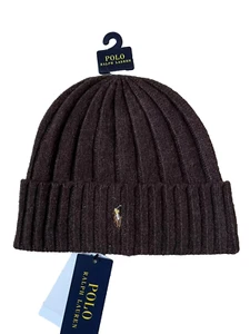 Polo Ralph Lauren Marrón Mezcla de Lana Puño Acanalado Tejido Gorro Sombrero O/S - Imagen 1 de 7