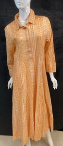 NWT Julia Amory Women's Orange And White 100% Cotton Made In India Dress, Size L - Picture 1 of 14