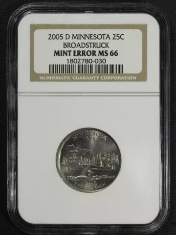 2005 D Broadstruck Mint Error Minnesota George Washington Quarter NGC MS 66 Cover