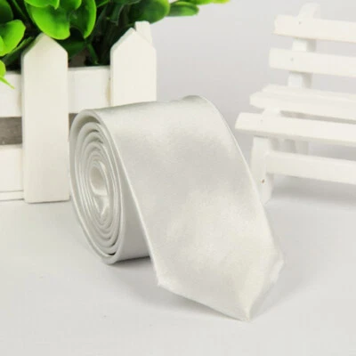 Corbatas de hombre lisas satinadas color liso ajustadas formales fiesta boda corbata de cuello fino↕ Foto 1 de 4