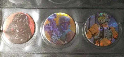 批量 3 件 星球大战 Pogs Galaxy Foils 1995 Topps 牛奶帽 — 第 1/2 张图片