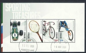 AUSTRALIA 2023 TESOROS DEPORTIVOS HOJA DE RECUERDO DE 4 SELLOS BUEN ESTADO USADO - Imagen 1 de 4
