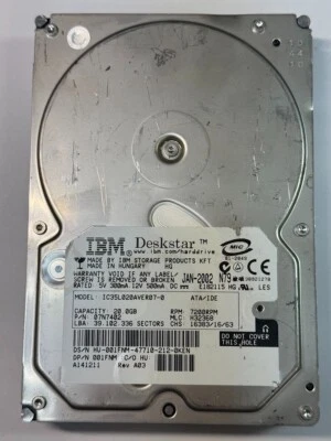 Dell IBM 01FNM 07N7402 IC35L020AVER07-0 20GB 7.2K RPM ATA/IDE 3.5" HDD - Image 1 of 4