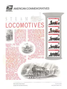#443 29c Steam Locomotives #2843-2847 USPS Commemorative Stamp Panel - Picture 1 of 1