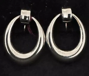 Givenchy Vintage Earrings Statement Silver Door Knocker Clip On Silver 1.5” - Picture 1 of 2